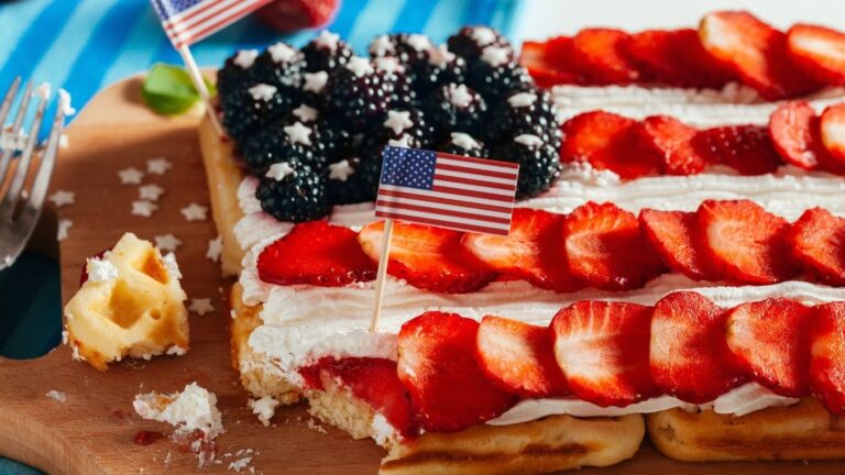 All-American Waffle Flag Breakfast Idea for 4th of July