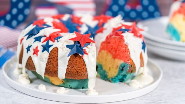 Fourth of July Red, White & Blue Bundt Cake