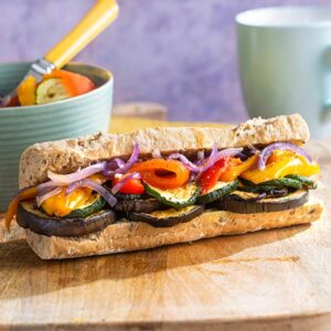 600x600 Courgette peppers aubergine baguette SQ
