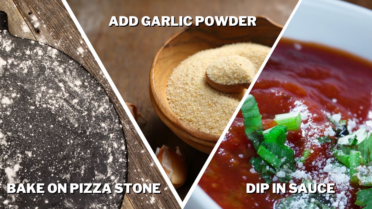 Add garlic powder dip in sauce or bake your Costco pizza on a pizza stone