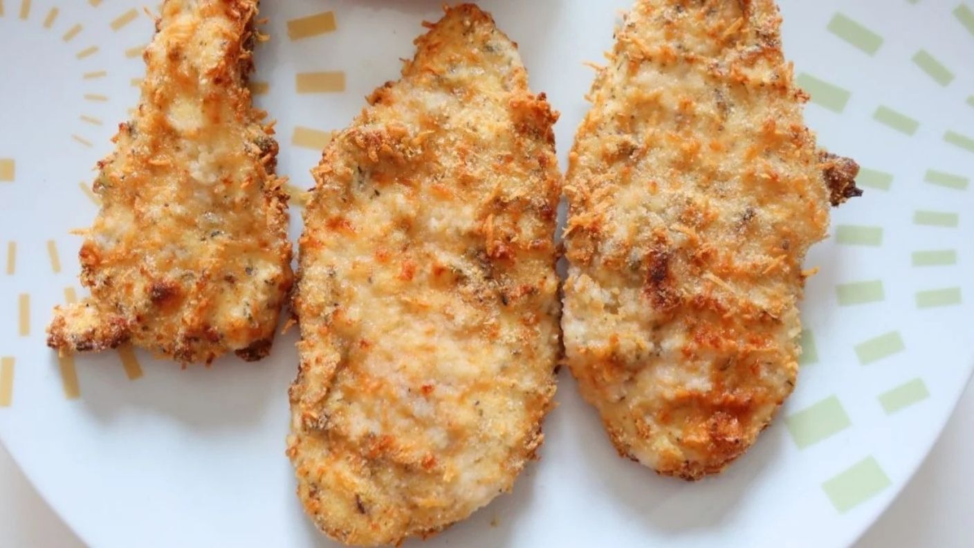 Air Fryer Mayo Parmesan Crusted Chicken