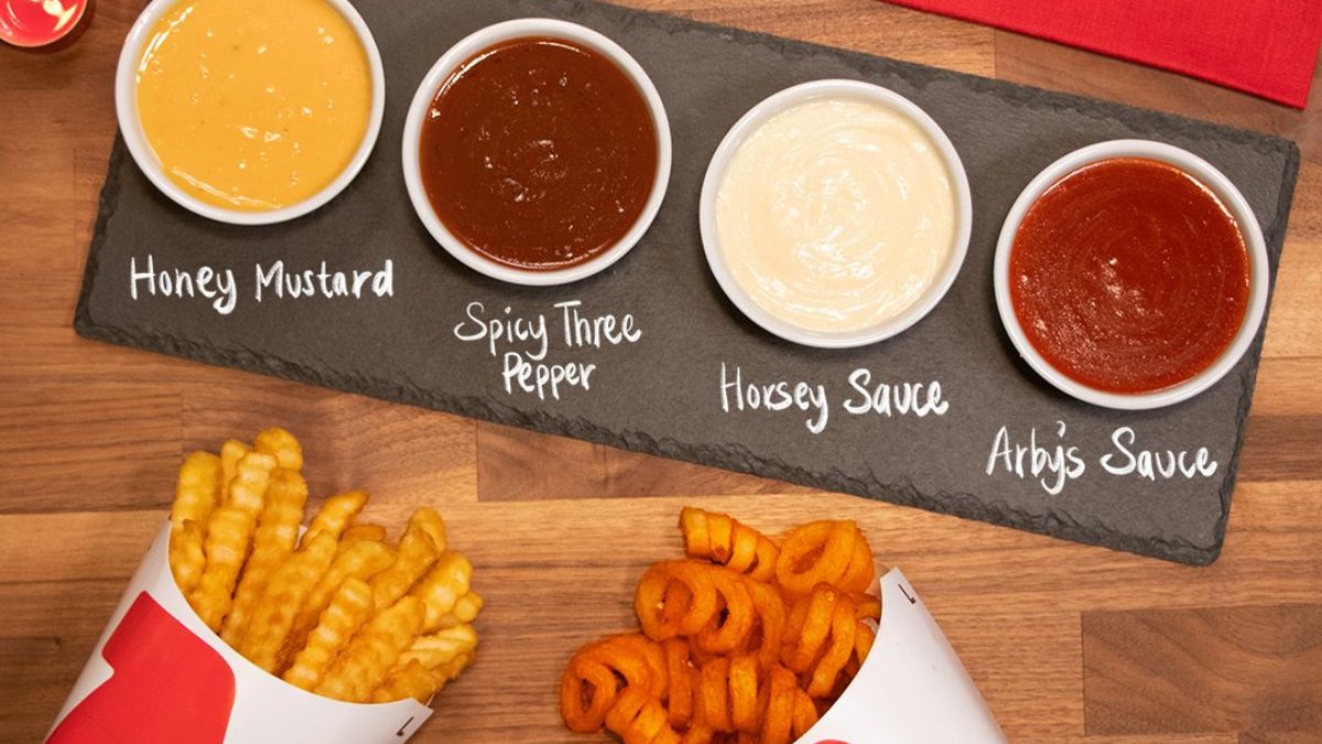 Arby's Sauces Honey Mustard, Spicy Three Pepper, Horsey, and Arby's Sauce