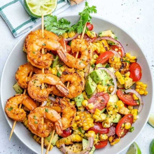 Avocado corn salad with grilled shrimp 7 640x800 2