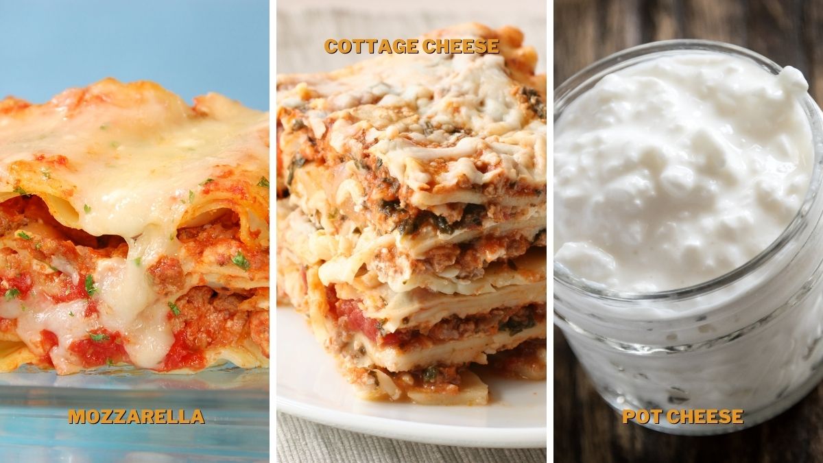 Best Ricotta Cheese Substitutes for lasagna: mozzarella, cottage cheesem and pot cheese