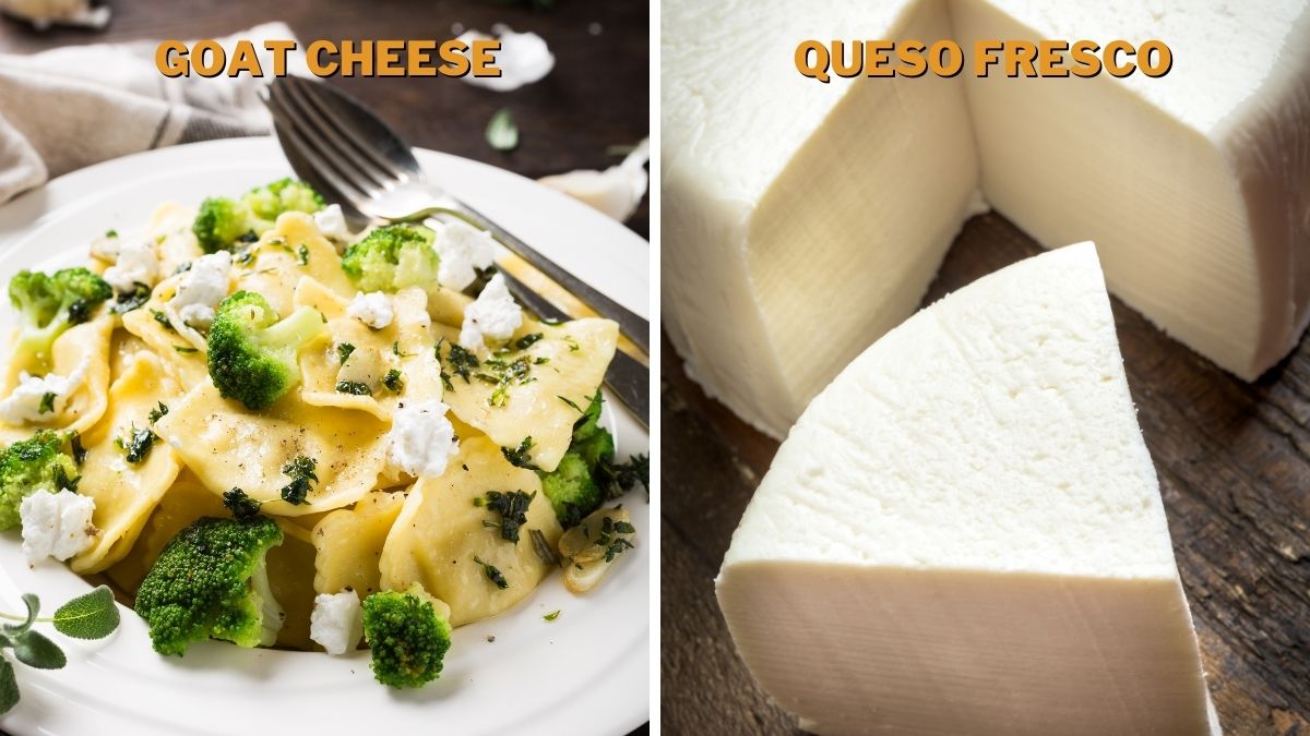 Best Ricotta Cheese Substitutes for ravioli: goat cheese and queso fresco