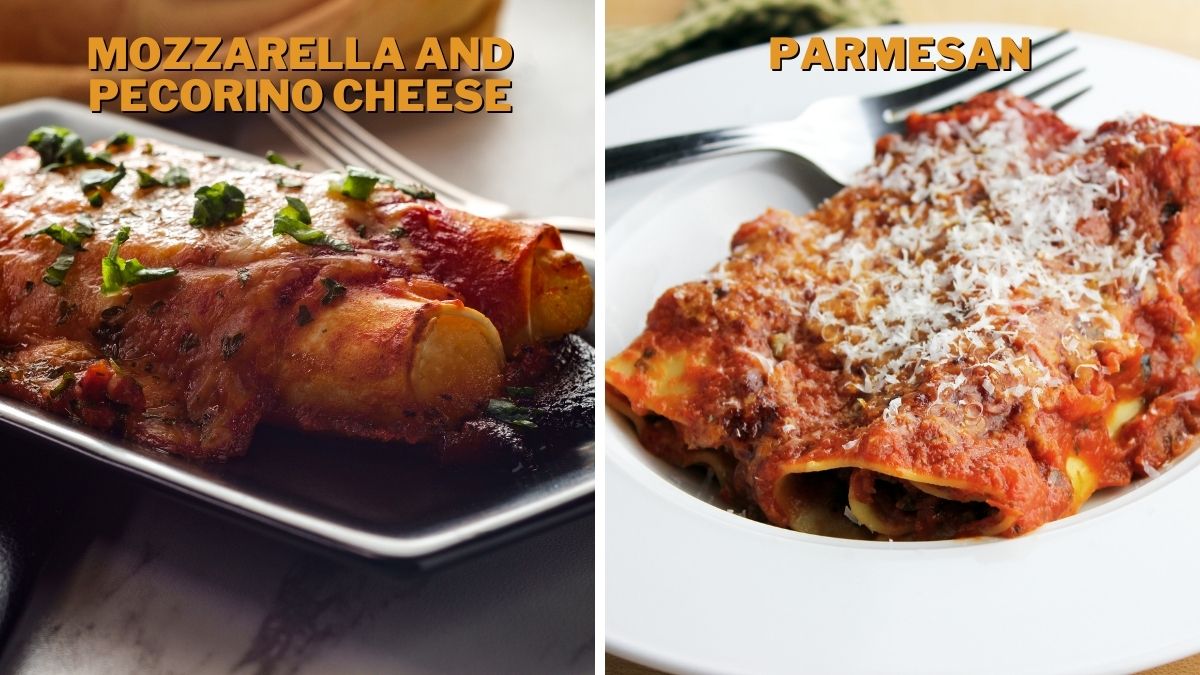 Best Ricotta Cheese Substitutes for manicotti: mozzarella and pecorino, and parmesan