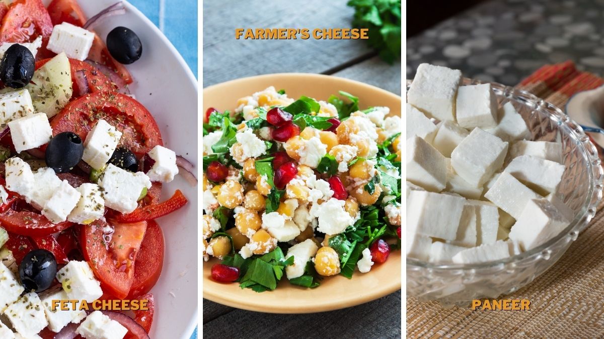 Best Ricotta Cheese Substitutes for salad: feta, farmer's cheese, and paneer