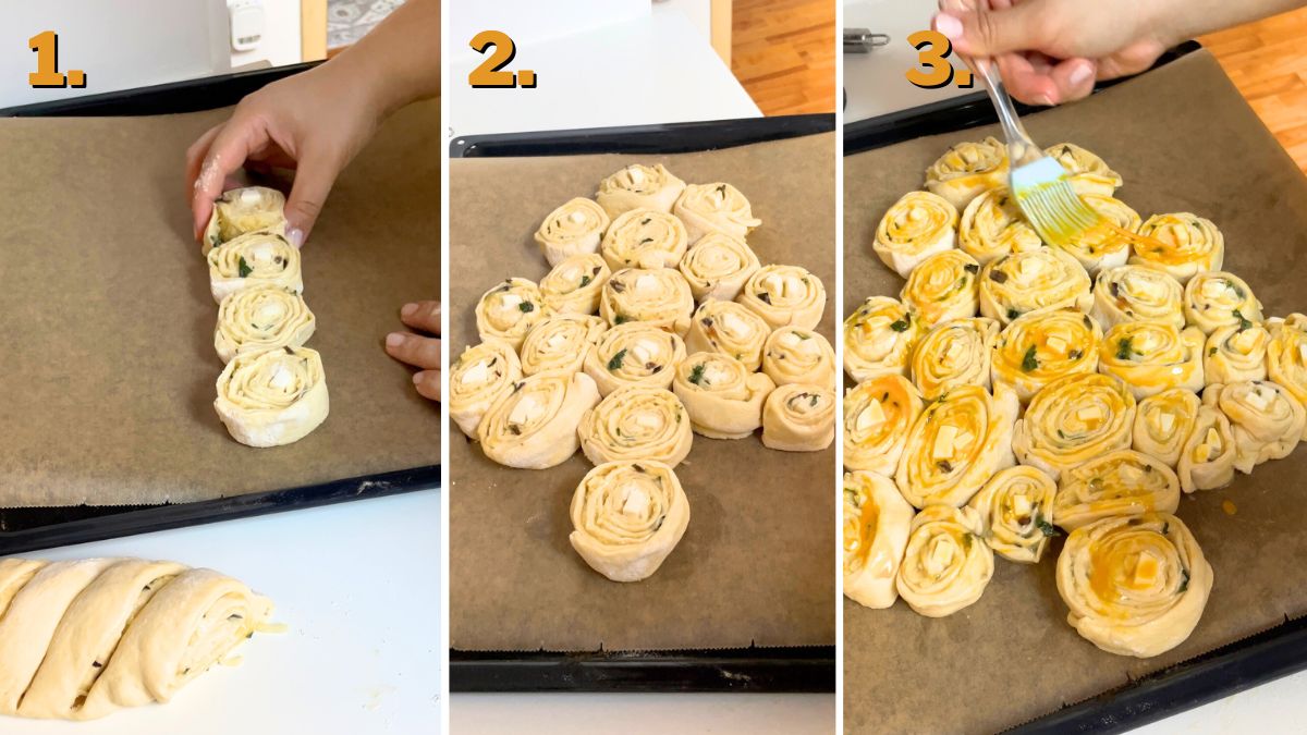 Christmas Tree Garlic Bread Pull Apart preparation2