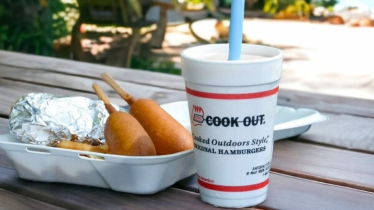 CookOut Corndog and Fried With Ketchup