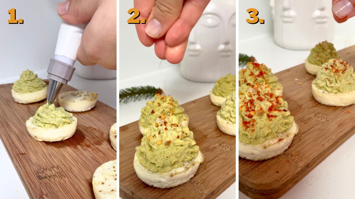 Decorating the Deviled Egg Cupcakes
