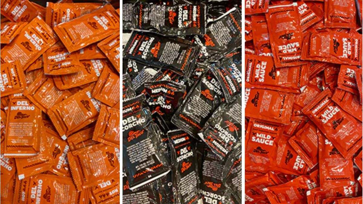 Del Inferno, Del Scorcho, and Mild Sauce Sauce Packets Available to Purchase on Del Taco Webshop