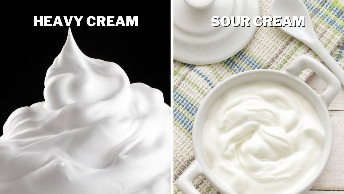 Differences in appearance Heavy Cream vs. Sour Cream