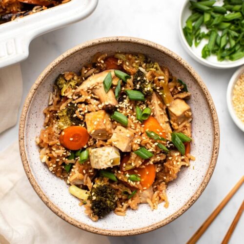 Dump Bake Teriyaki Tofu Casserole Vegan GlutenFree FromMyBowl 16 768x1152 1