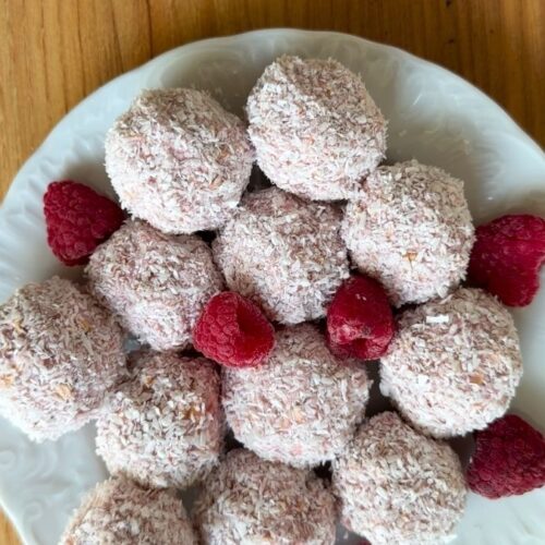 Easy Raspberry Coconut Protein Balls Recipe