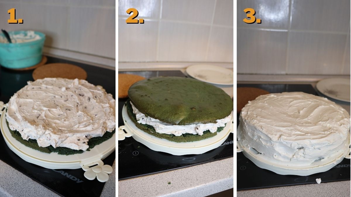Green Velvet Cheesecake finishing up