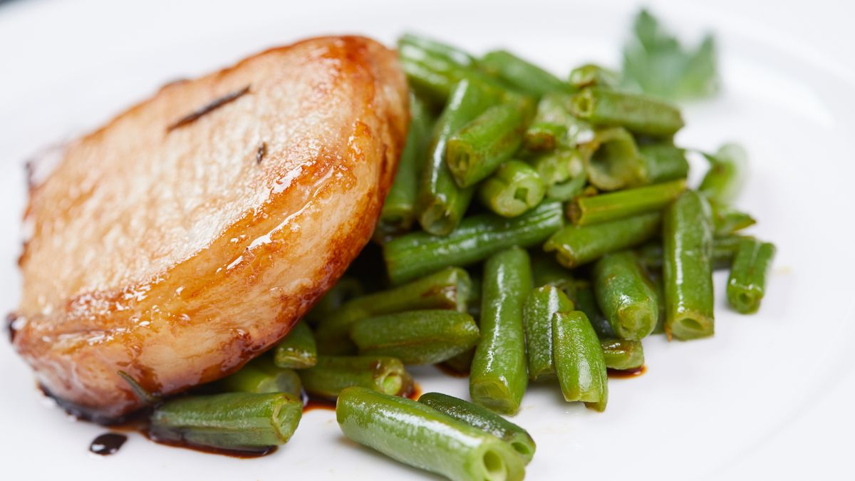 Costco Pork Medallion Served With Green Beans