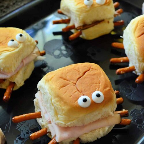 Halloween Turkey Cream Cheese Spider Sandwiches