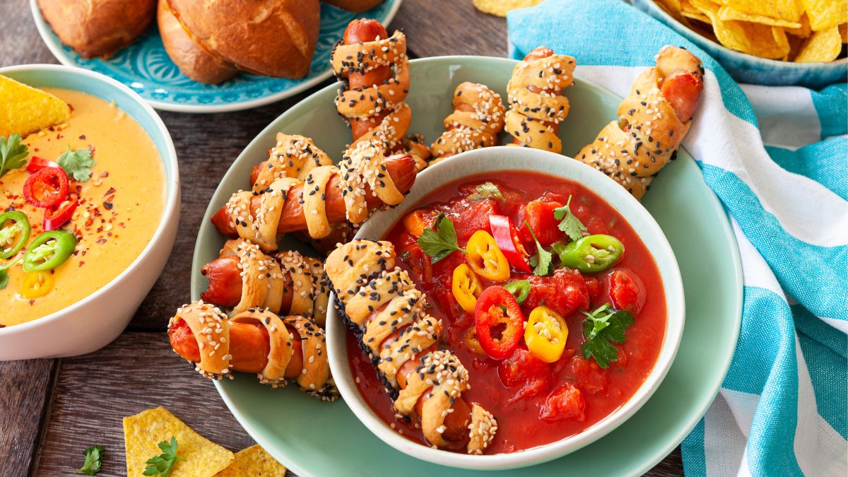 Pigs in a Blanket with red tomato sauce