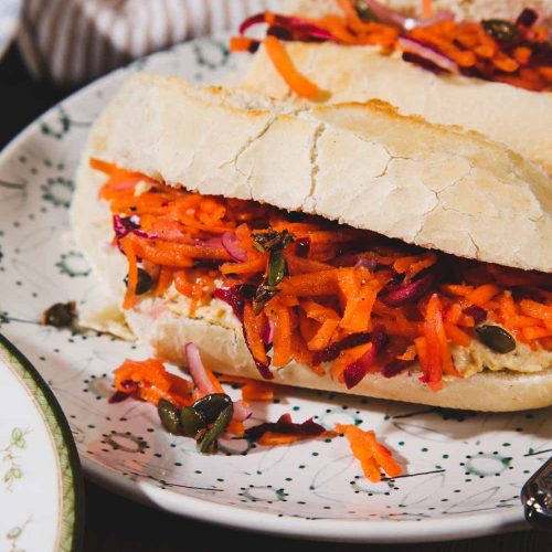 Hummus and Carrot Salad Sandwich