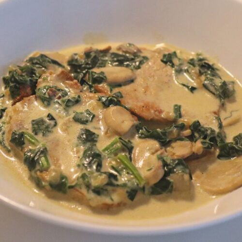 Keto Pork Chops with Mushrooms and Spinach