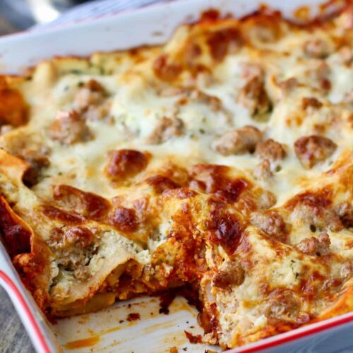 Lasagna slice removed