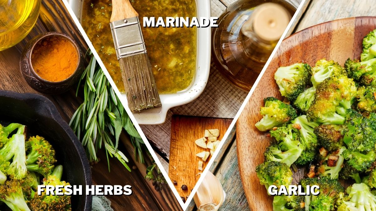 Make Frozen Broccoli taste better with fresh herbs marinade and garlic
