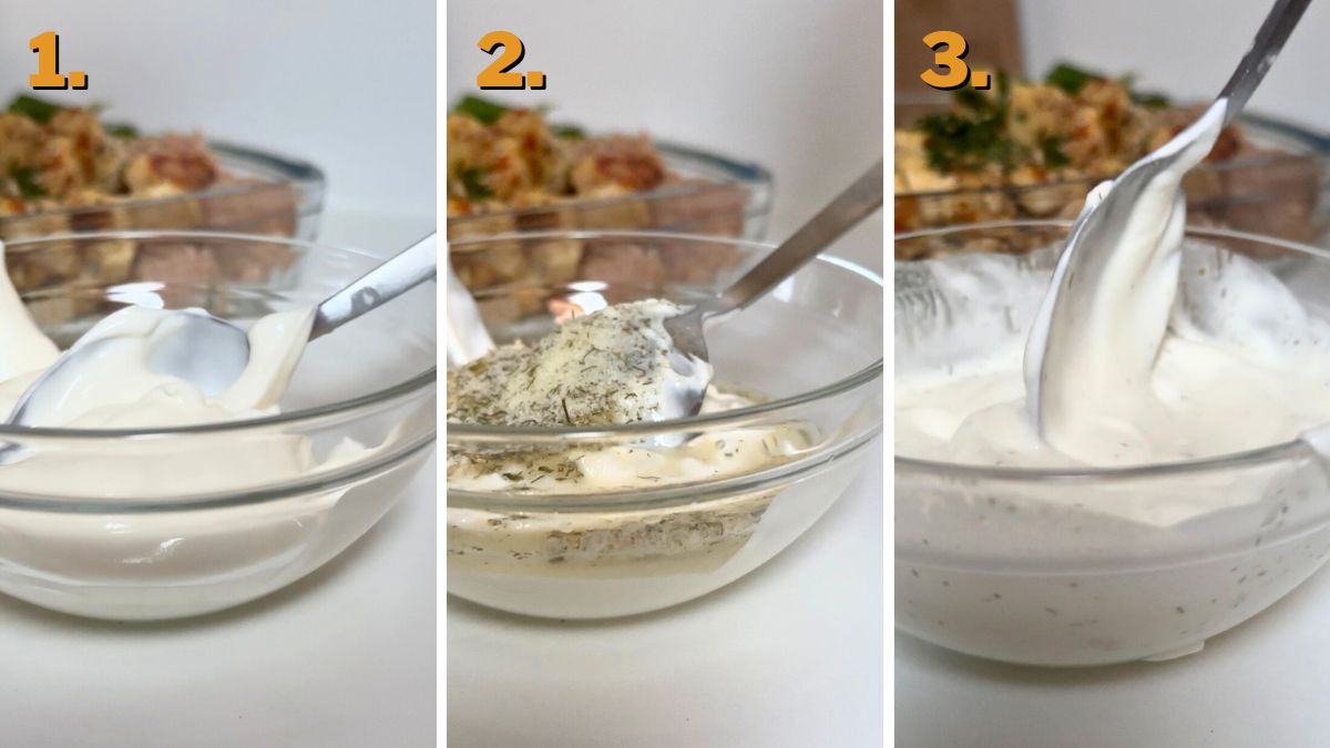 Making Greek Yogurt Dressing for Chicken Tuna Salad