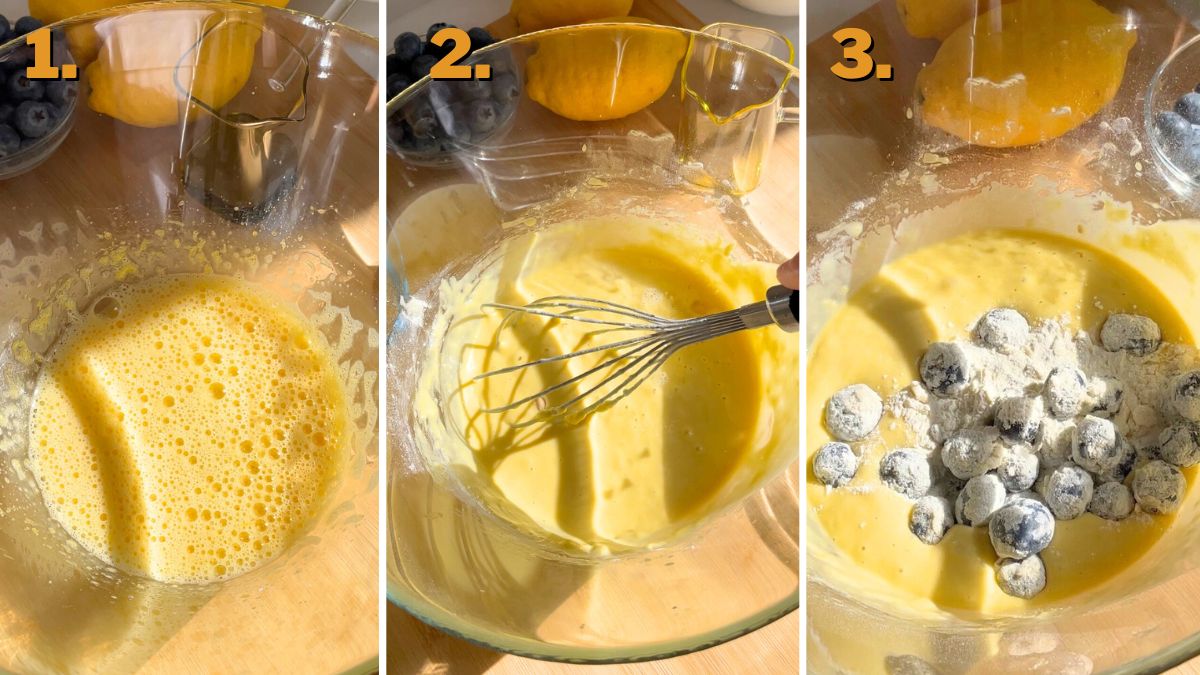 Making the Batter for Lemon Blueberry Cake with Cream Cheese Frosting
