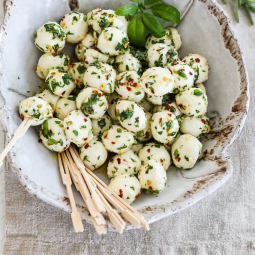 Marinated Mozzarella Balls in ceramic bowl 720x960 1