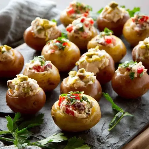 Mini Goat Cheese Stuffed Potato Appetizers Greek Inspired Cookin Canuck 3
