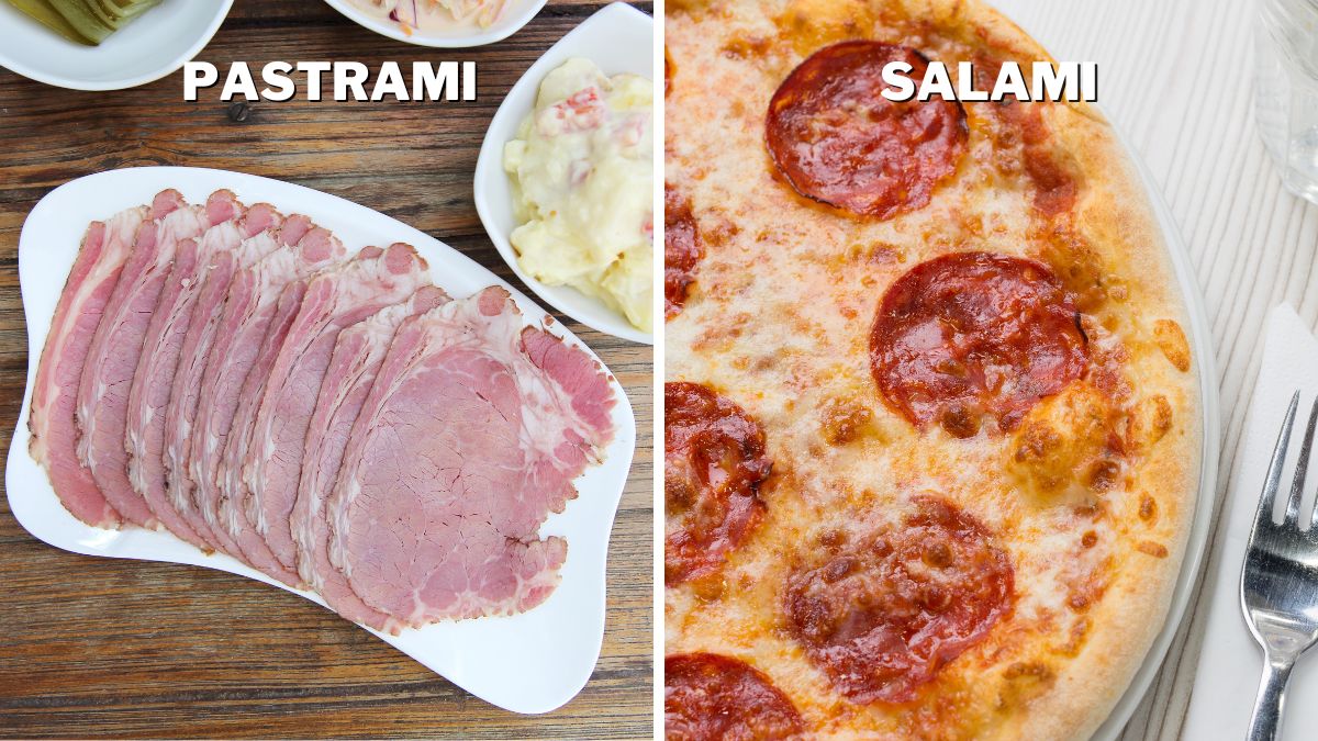 Pastrami on a platter vs. Salami on a pizza