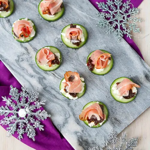 Prosciutto Goat Cheese Cucumber Appetizers Cookin Canuck 3
