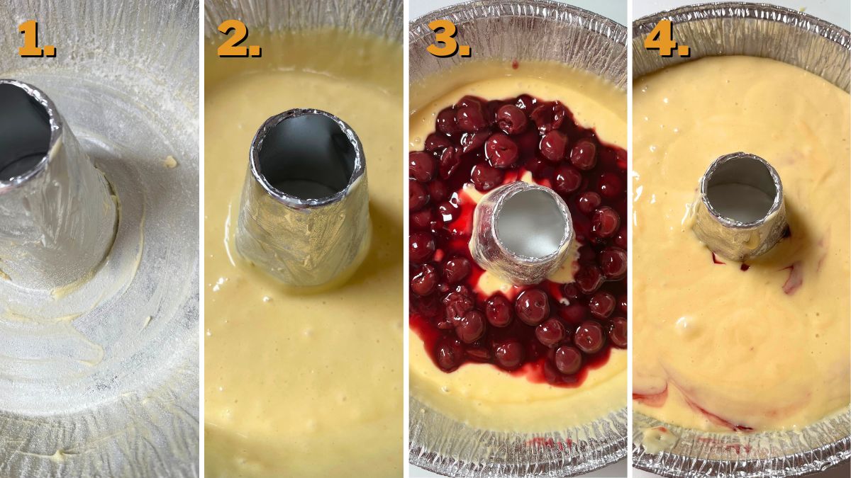 Putting the Cherry Pie Filling Bundt Cake Together