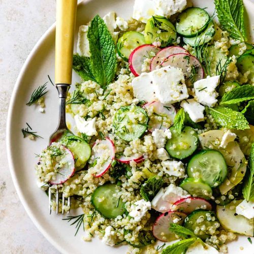 Quinoa Cucumber Salad with Feta Dill Mint 10