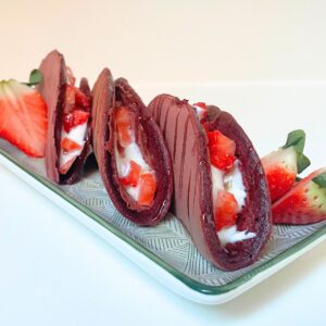 Red Velvet Pancake Tacos with Strawberries recipe 2