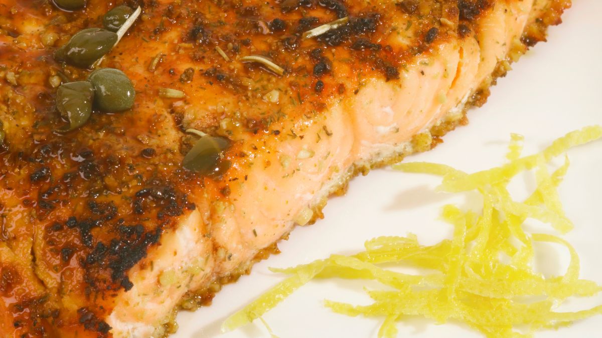 Roasted Salmon Served With Capers and Lemon Zest