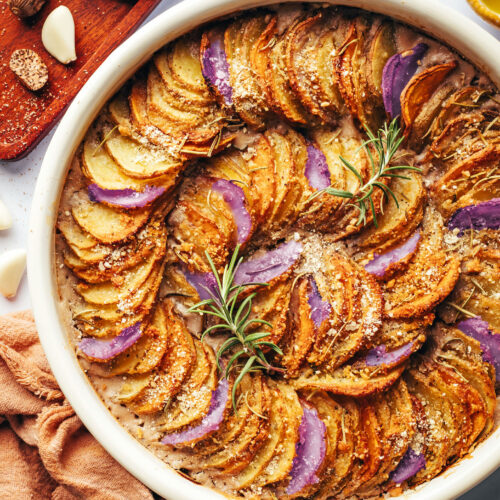 STUNNING Potato Gratin with Vegan Cream Sauce 8 ingredients tender potatoes perfect for the holidays minimalistbaker recipe plantbased potato gratin 7