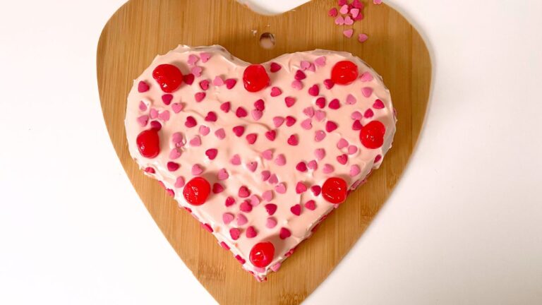Simple Pink Heart Cake with Cherries [Recipe]