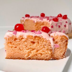 Simple Pink Heart Cake with Cherries