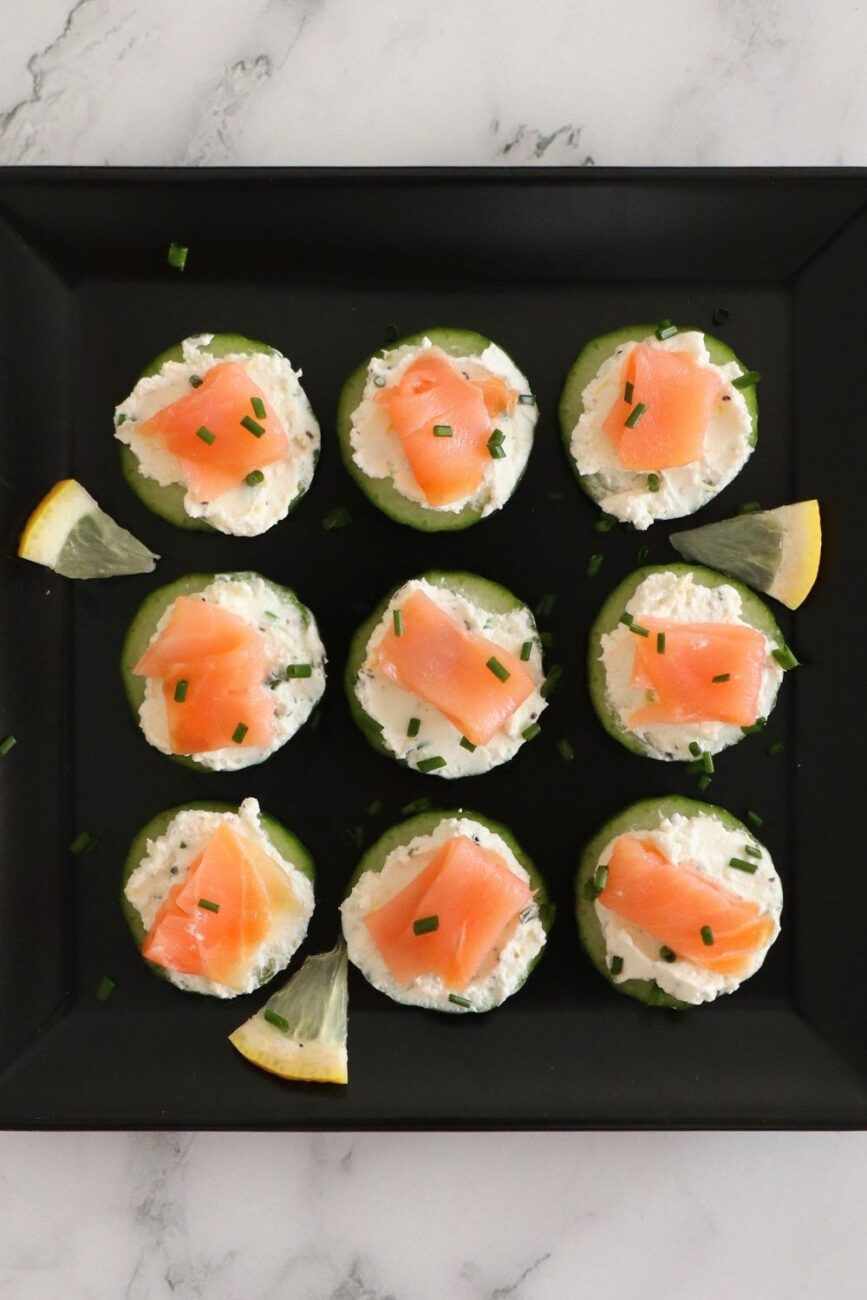 Cold Smoked Salmon Cucumber Appetizer with Cream Cheese