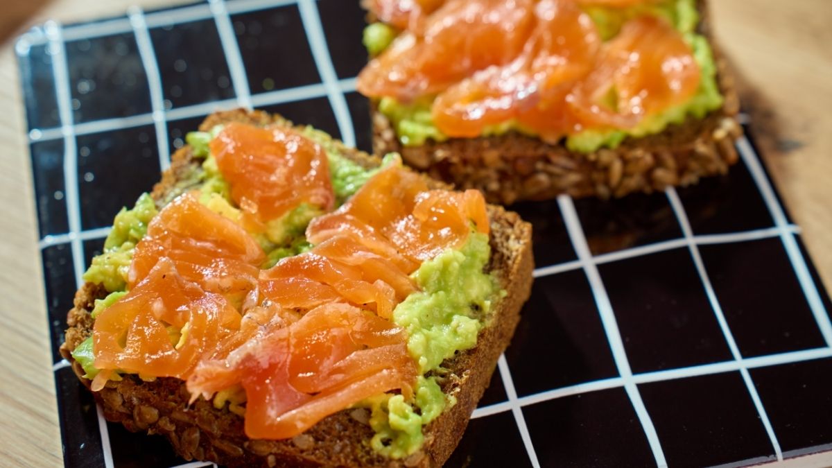 Smoked Salmon and Avocado Toast on Whole Grain Bread