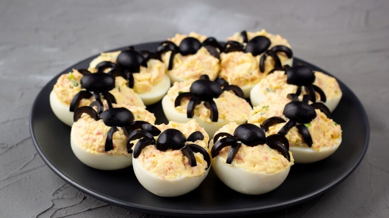 Spider Deviled Eggs