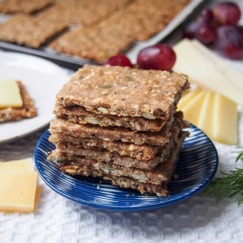 Swedish crispbread rye seed crackers photo