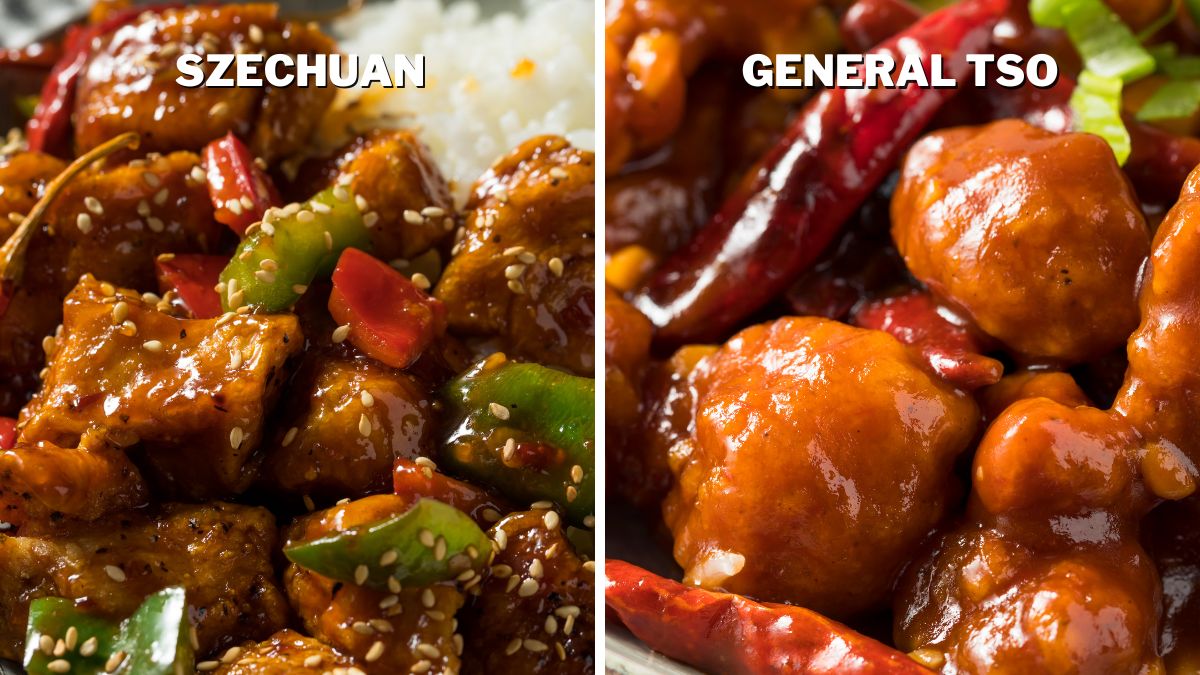 Szechuan Chicken is pan fried and General Tso is deep fried