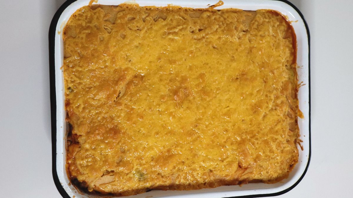 Texas tamale pie cooked and ready to go