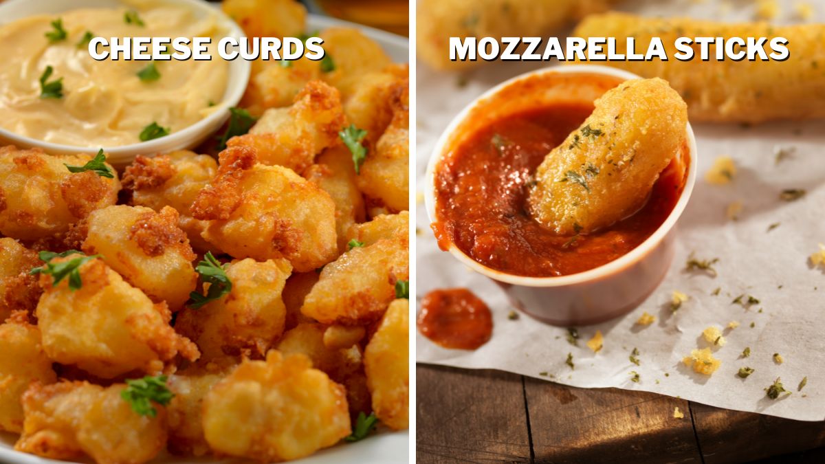 The serving style of Cheese Curds and Mozzarella Sticks is quite similar its all about the sauce