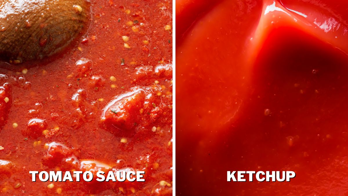 Tomato sauce texture on the left and ketchup texture on the right