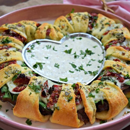 Valentine Beef Crescent finished pink plate