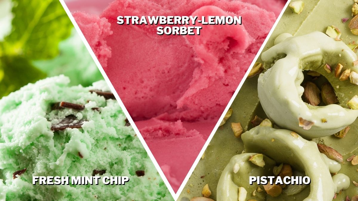 What Ice Cream Goes with Red Velvet Cake Strawberry-Lemon Sorbet, Pistachio, and Fresh Mint Chip Ice Cream