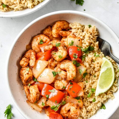 air fryer bell pepper shrimp hero top